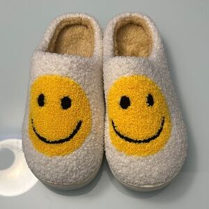 Smiley Face Fuzzy Slippers